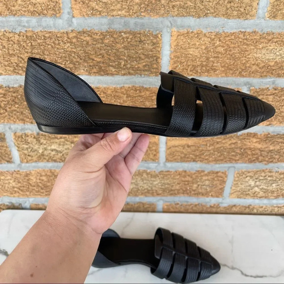 Vince Black Neves Lizard-embossed Leather Flats 8M - Picture 8 of 11